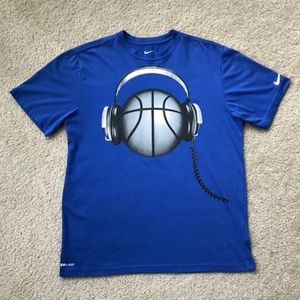 Men's Nike Royal Blue Baller Beats Large Graphic Cotton T-Shirt In Size Large